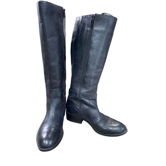 Ralph Lauren RLL Makenzie Womens Black Leather Riding Boots Size 7.5B - Picture 1 of 16